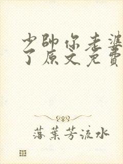 少帅你老婆又跑了原文免费阅读