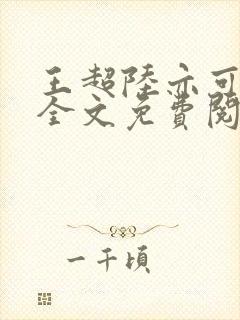 王超陆亦可小说全文免费阅读
