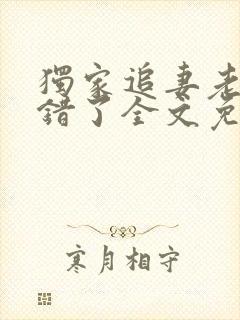 独家追妻老婆我错了全文免费阅读