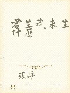 君生我未生暗示什么封面