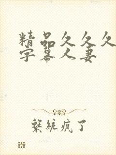 精品久久久中文字幕人妻