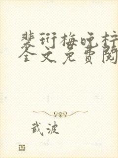 裴珩梅晚柠小说全文免费阅读