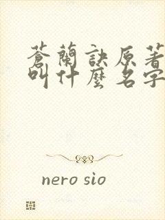 苍兰诀原著小说叫什么名字封面