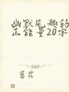 幽默风趣的笑话正能量20字