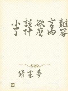 小说欲言难止讲了什么内容呢