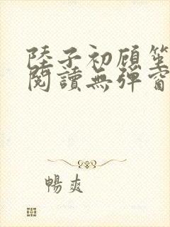 陆子初顾笙免费阅读无弹窗笔趣阁封面