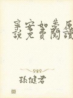 宁安如梦原著小说免费阅读