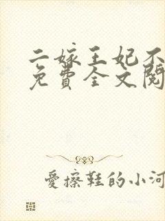 二嫁王妃不好惹免费全文阅读全文封面