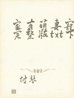 家有萌妻宠上天完整版txt下载