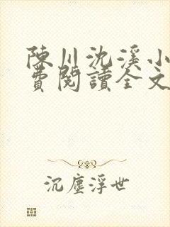 陈川沈溪小说免费阅读全文最新章节