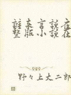 谁来言说夜晚完整版小说在线阅读封面