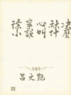 徐宁心秋决原著小说叫什么封面