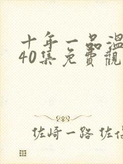 十年一品温如言40集免费观看封面