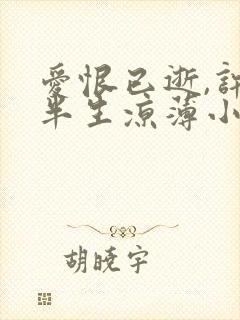 爱恨已逝,许我半生凉薄小说在线阅读