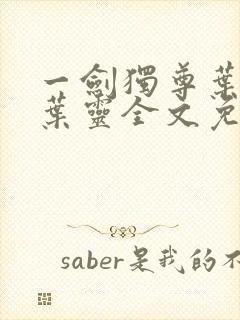 一剑独尊叶玄,叶灵全文免费阅读