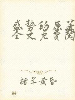 盛势的原著小说全文免费阅读封面