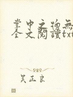 掌中之物无删减全文阅读txt