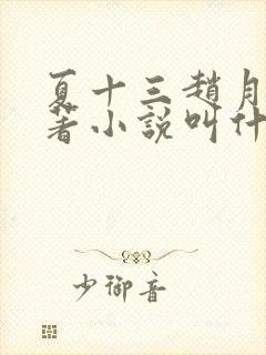 夏十三赵月荣原著小说叫什么名字封面