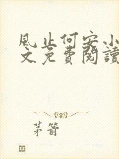 风止何安小说全文免费阅读