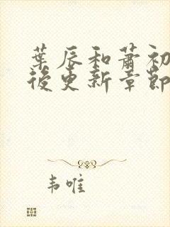 叶辰和萧初然最后更新章节了吗