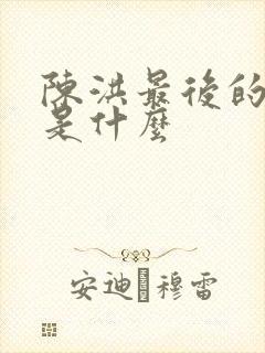 陈洪最后的结局是什么封面