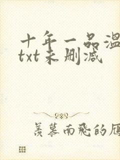 十年一品温如言txt未删减