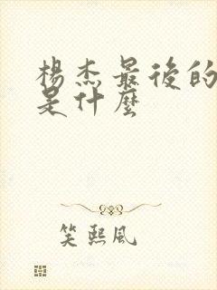 杨杰最后的结局是什么