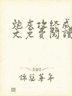 炮灰攻终成共全文免费阅读