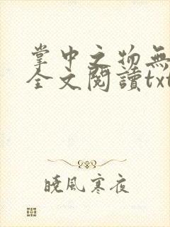 掌中之物无删减全文阅读txt封面