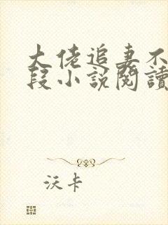 大佬追妻不择手段小说阅读无弹窗