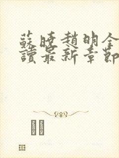 苏晓赵明全文阅读最新章节更新时间封面