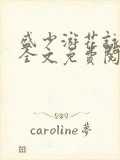 盛少游花咏小说全文免费阅读