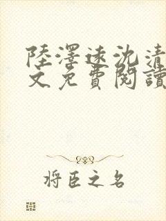 陆泽远沈清欢全文免费阅读最新章节封面