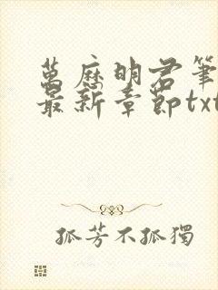 万历明君笔趣阁最新章节txt