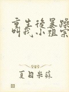 重生后暴躁大佬叫我小祖宗小说免费阅读