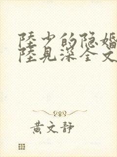 陆少的隐婚罪妻陆见深全文免费阅读封面