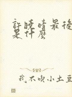 许晓晴最后结局是什么封面