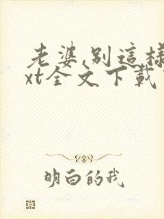 老婆,别这样txt全文下载下载