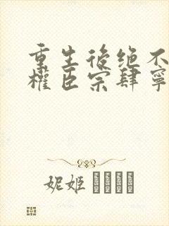 重生后绝不嫁给权臣宗肆宁芙全文封面