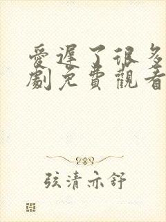 爱迟了很多年短剧免费观看全集