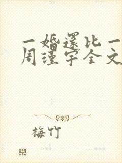 一婚还比一婚高周瑾宇全文免费阅读无弹窗