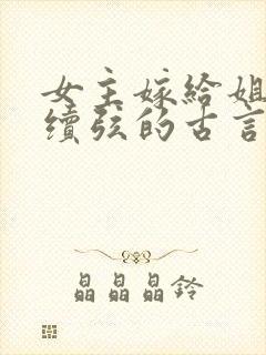 女主嫁给姐夫当续弦的古言