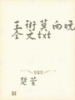 王术莫向晚小说全文txt