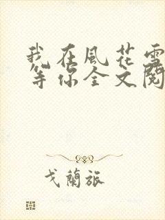 我在风花雪月里等你全文阅读全文