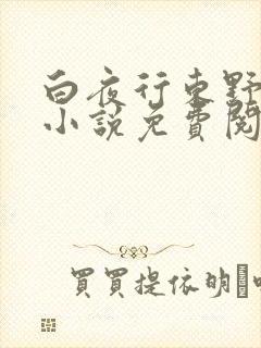 白夜行东野圭吾小说免费阅读全文