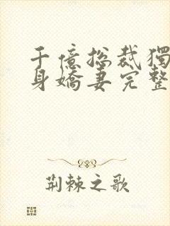 千亿总裁独宠替身娇妻完整版免费封面