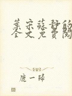 叶宋苏静的小说全文免费阅读