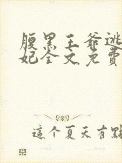 腹黑王爷逃跑王妃全文免费阅读