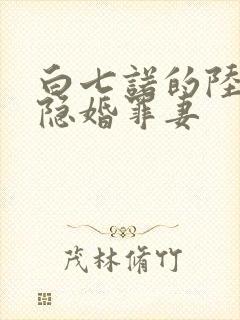 白七诺的陆少的隐婚罪妻