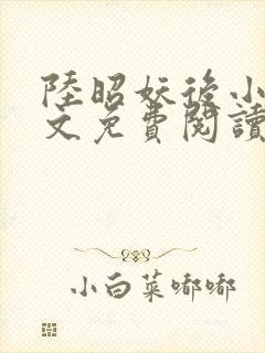 陆昭妖后小说全文免费阅读